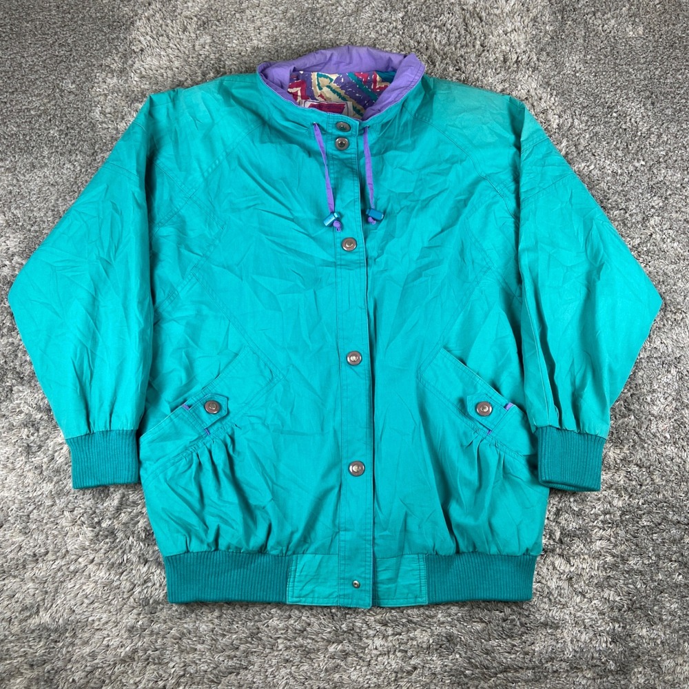 Vintage Innovations by IZZI Windbreaker Jacket‎ Womens XL Teal Purple Retro 90s